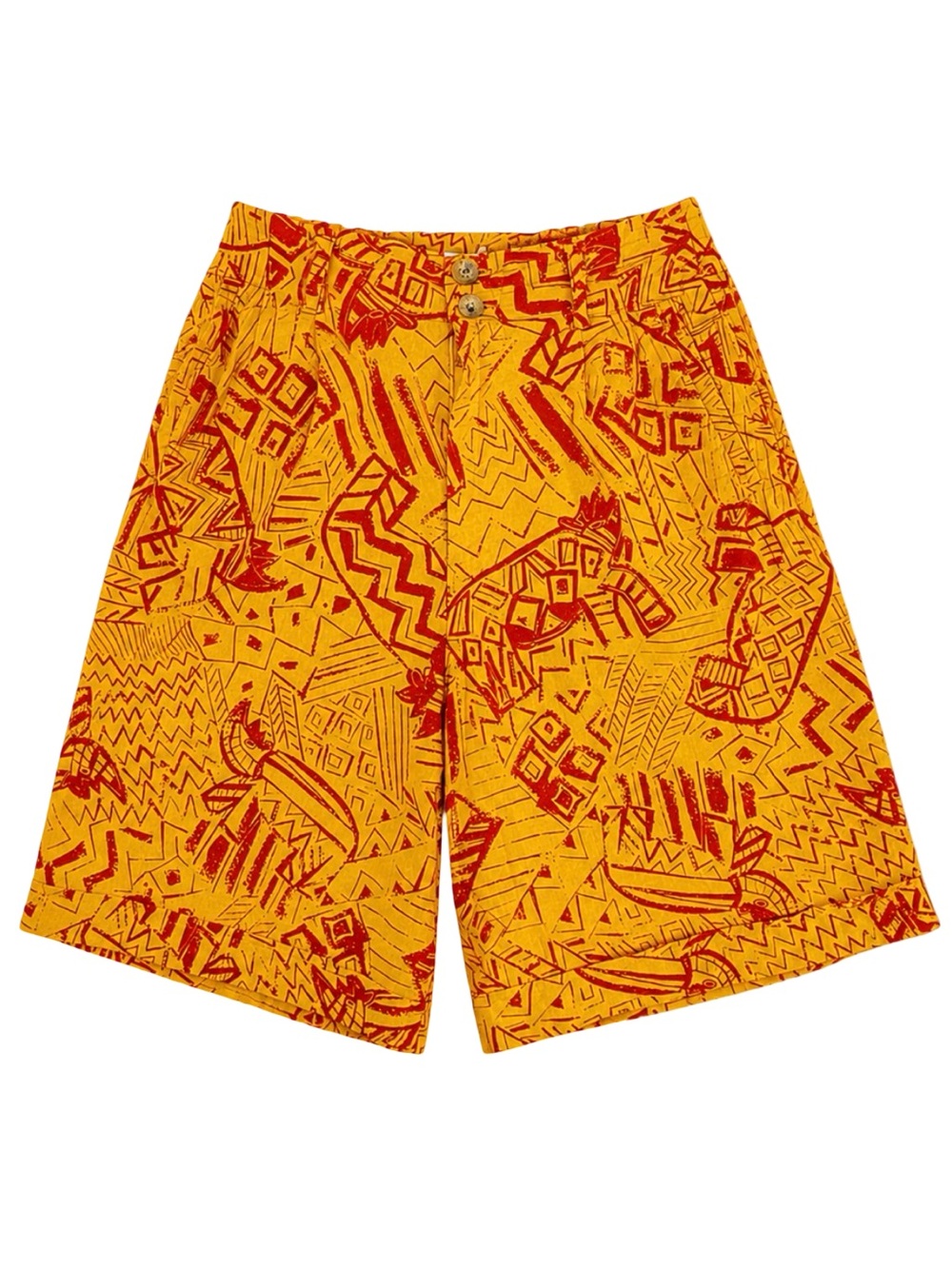 VTG 90s Chaus high waisted, pleated, cotton tribal abstract geometric shorts S